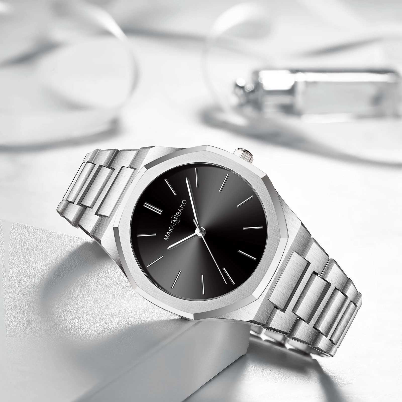 Top Brand Luxury Rose Gold Stainless Steel Band Business Watch 40mm Mens Fashion Black Wristwatch Waterproof Women Quartz Watch Y250605