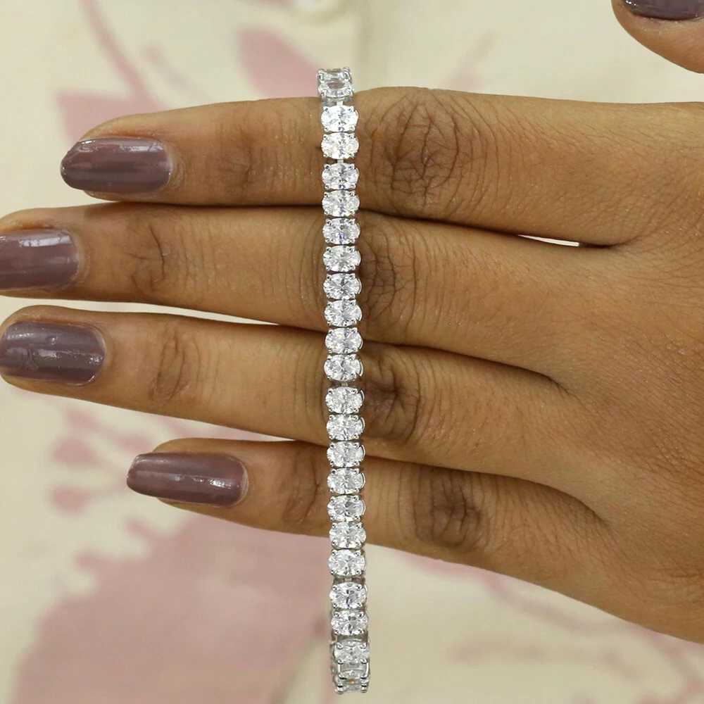 Full Moissanite Tennis Bracelets with Gra Certificate 0.3/0.5Carat Oval Cut Diamond Wrist Chain for Women Men S925 Silver Bangle W250606