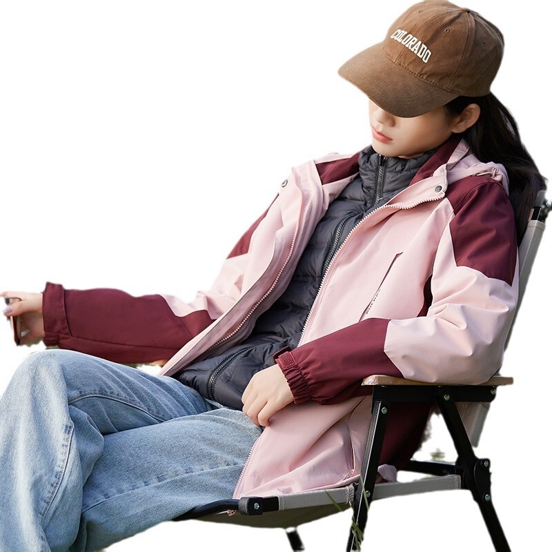 Ddmyoutdoor Outdoor Windproof And Waterproof Three In One Assault Jacket Winter Couple Style With Fleece Insulation Solid Color Versatile Sports Jacke