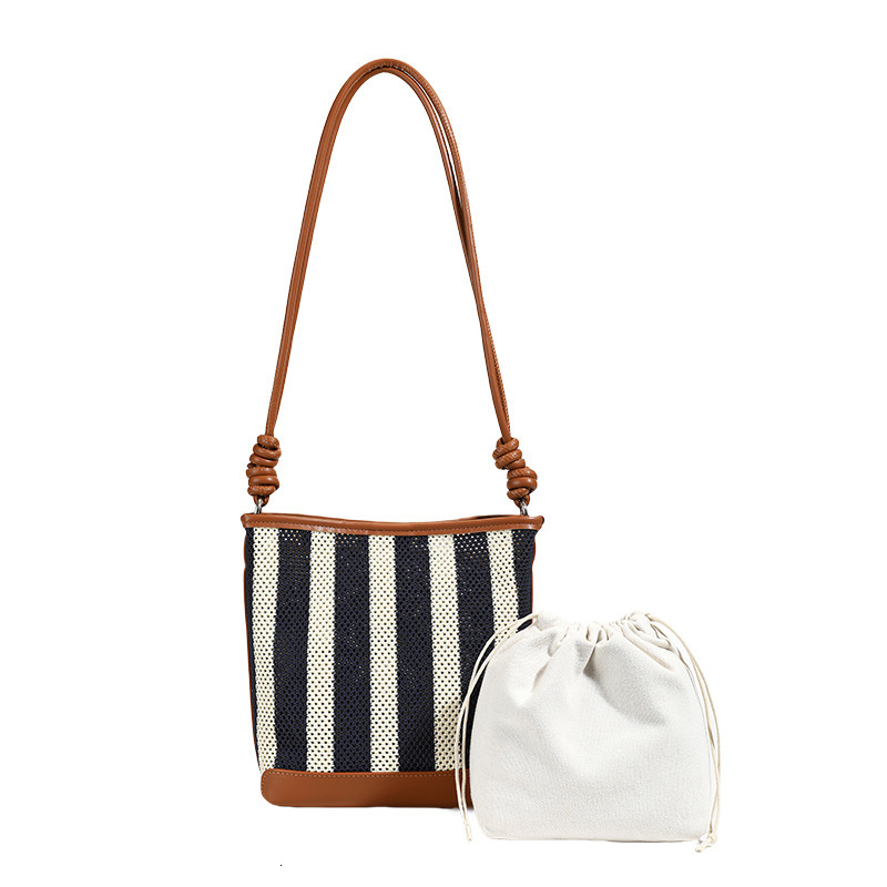 designer 2025 New Summer Vacation Commuter Color-Block Bucket Bag High-End Fashion Handbag Women's Shoulder Under