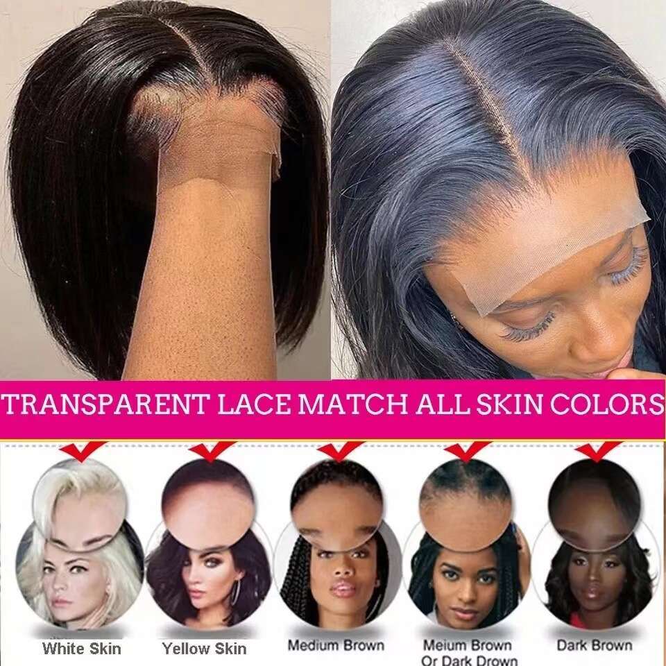 New 13*4 Lace Front Bob Loose Deep Wave Short Straight Wig Set