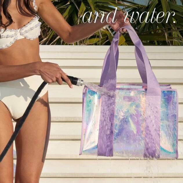 Instant Delivery Fashion Waterproof Iridescent PVC with Hanging Strap Set for Women Summer New Large Capacity Beach Bag