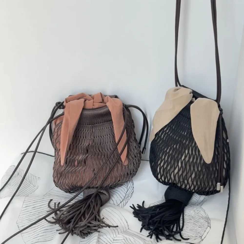 2025 Summer New Casual All-match Messenger Fishing Net Women Trendy Personalized Shoulder Bag Ruched Streetwear Crossbody Bags M250606