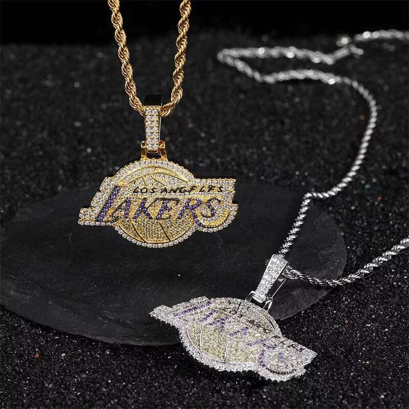 Wholesale 18k Gold Plated Basketball Team Necklace Pendant Custom Iced Out 925 Silver Quality Pendants Hip Hop Jewelry