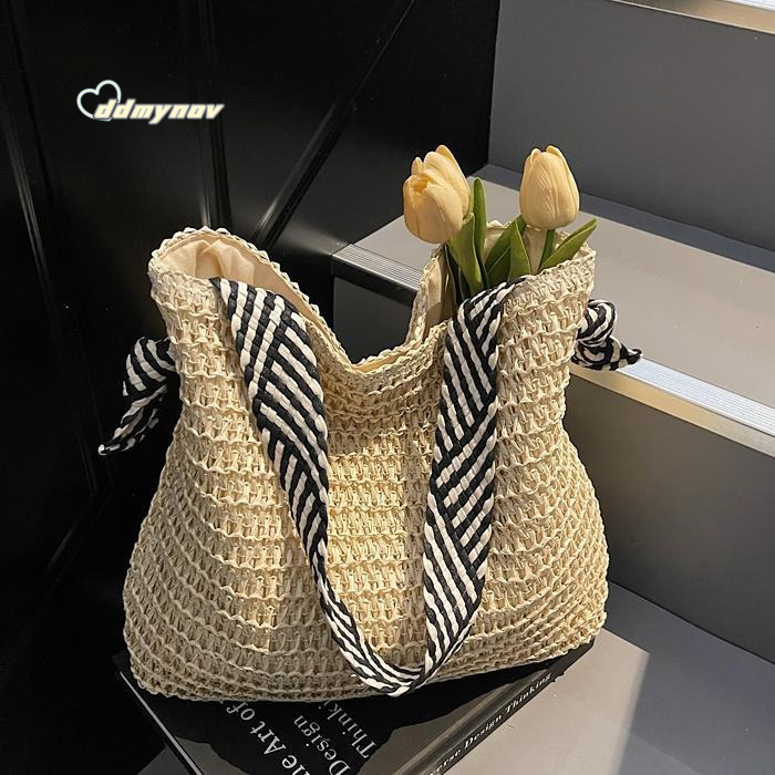 Summer Hot-Selling Straw for Women 2025 New Beach Vacation Woven Super Popular Commuter Style Large Capacity Tote Bag ddmynov