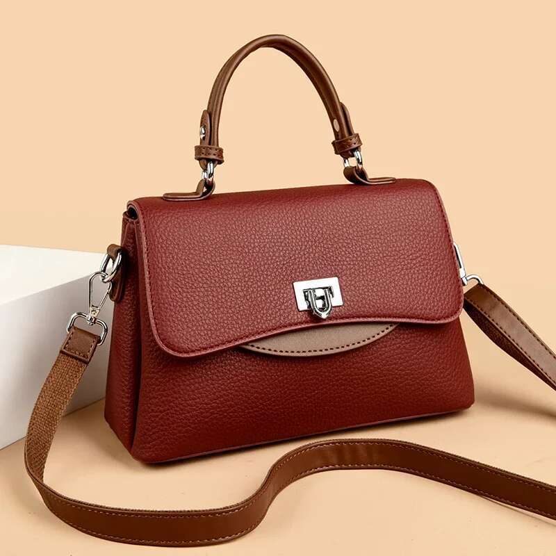 High Quality Solid Color Soft Leather Shoulder Crossbody For Women 2024 Elegant Small Tote Bags Ladies Handbags Female Sac