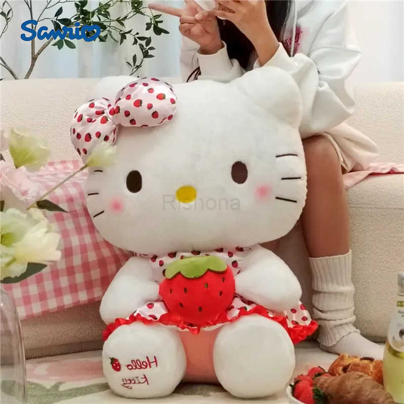 Sanrio 23cm Hello Kitty Doll Fruit Strawberry Cat Doll Girls Plush Toy Home Decor Pillow Cute Cartoon Girls Birthday Gifts X2506051