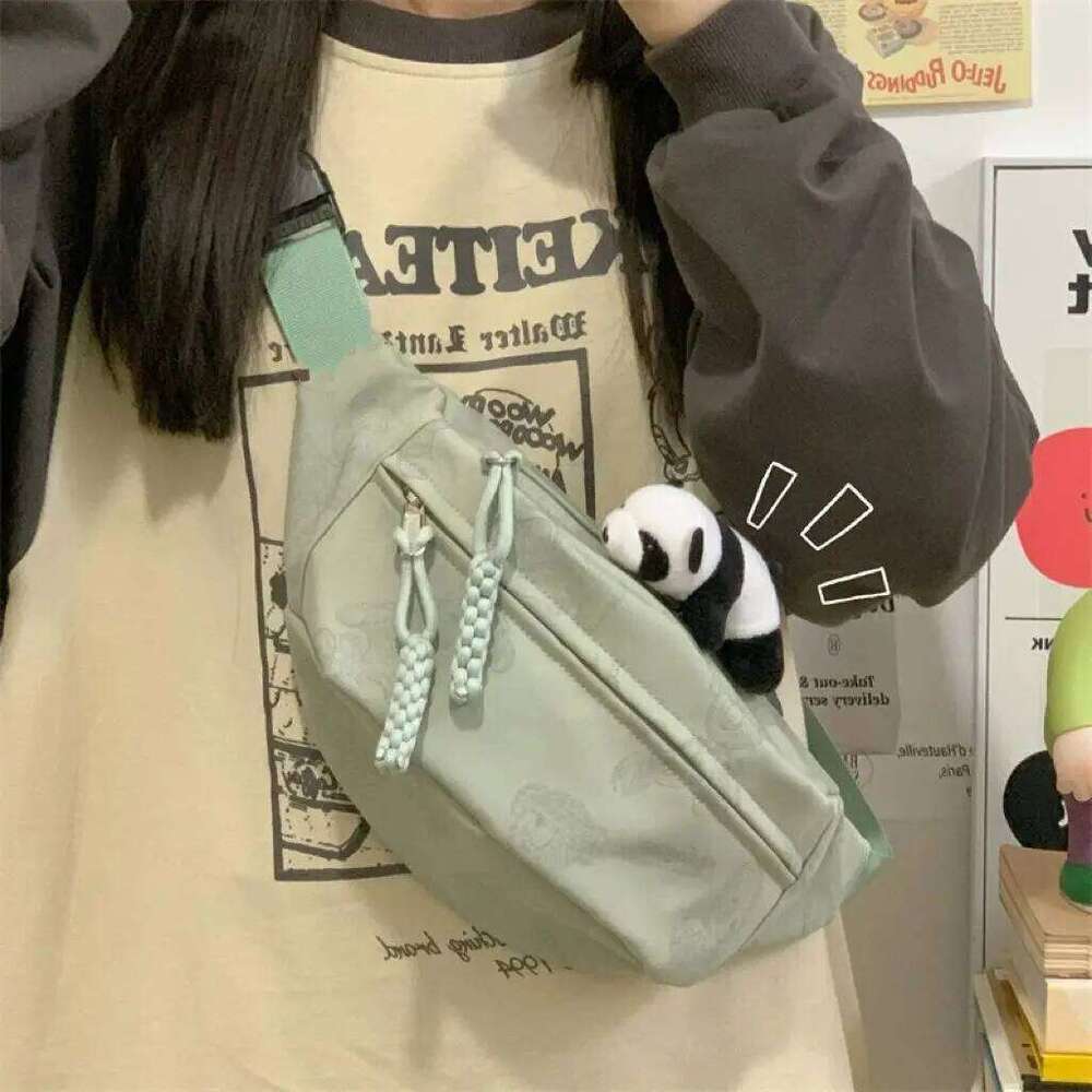 2025 Cute Little Bear Girl Student Chest Female Korean Edition Casual Crossbody Bag, Simple And Versatile Waist Bag