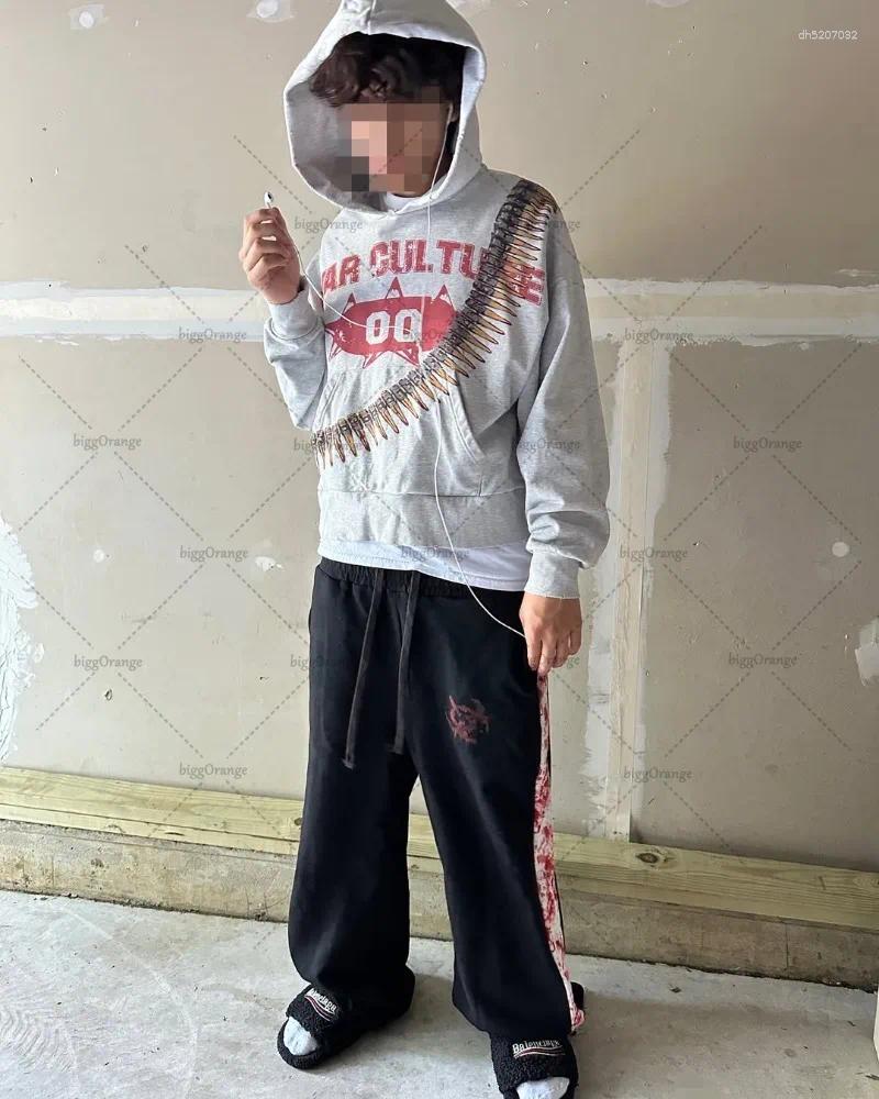 Men's Hoodies American Hip-hop Casual Letter Printing Trendy Brand Hoodie Men 2025 High Street Harajuku Punk Oversized Sweatshirt Women