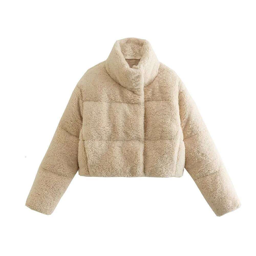 Autumn and Winter New Women's Lamb Wool Short Standing Collar Thickened Warm Bread Cotton Coat
