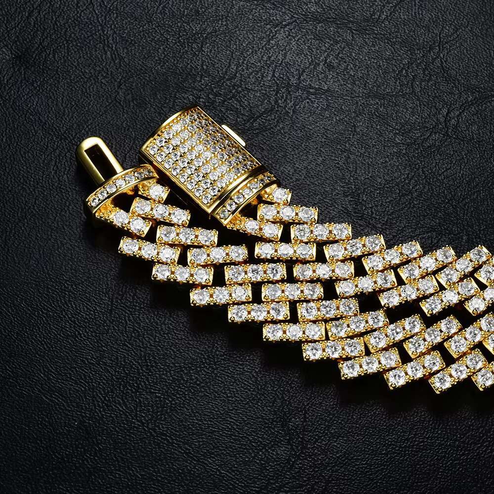 Customized Hip Hop 15mm Diamond Cuban Link Necklace 925Silver Iced Out VVS Moissanite Bling Necklace