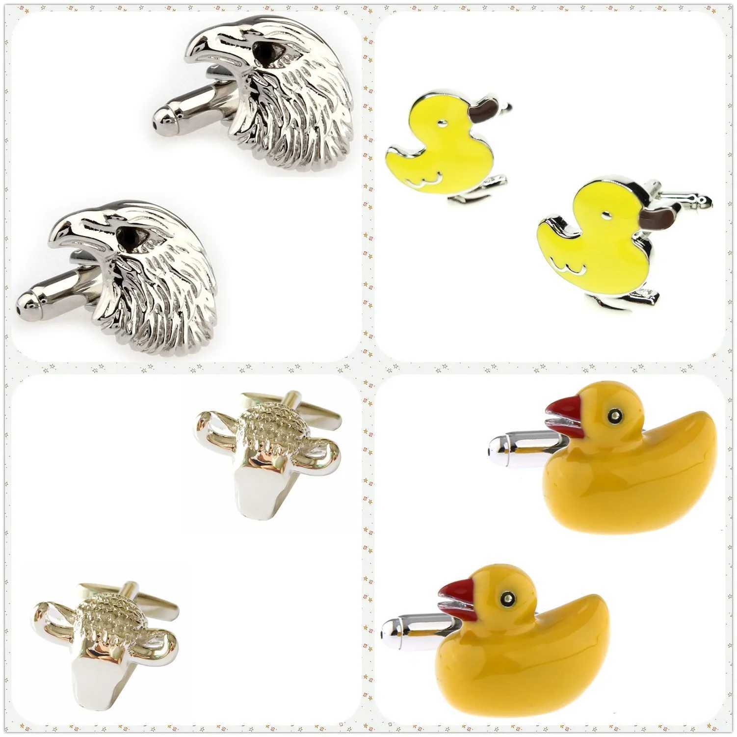 4 Styles TZG Fashion Animal Cufflinks Men Cuff Links Duck Bird 1 Pair Shirt Buttons W250606