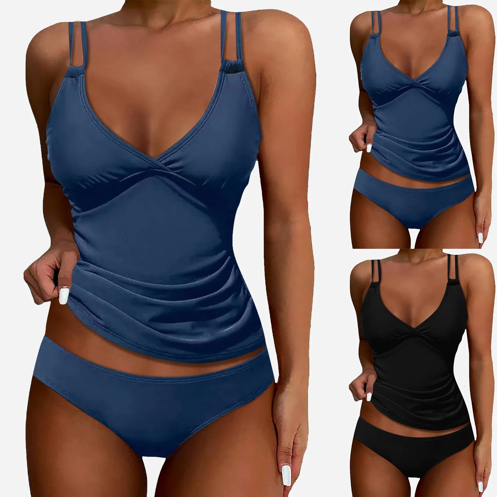 Bathing Suits For GirlS Solid Color Split Swimsuit Deep V Sexy With Chest Pad European And Backless Ropa De Mujer 250530
