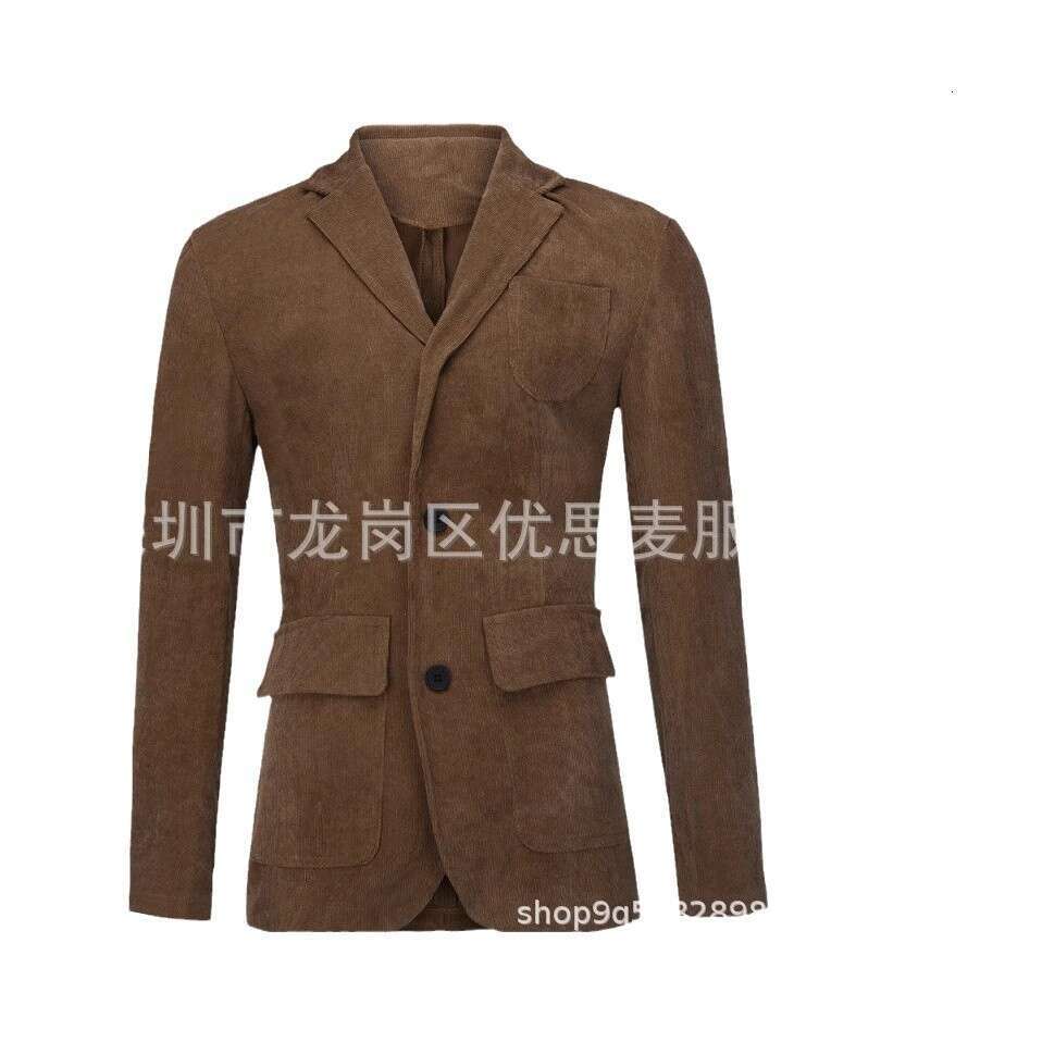Spring And Autumn New Corduroy Suit Casual Notched Lapel Jacket Men's Solid Color Blazer B5