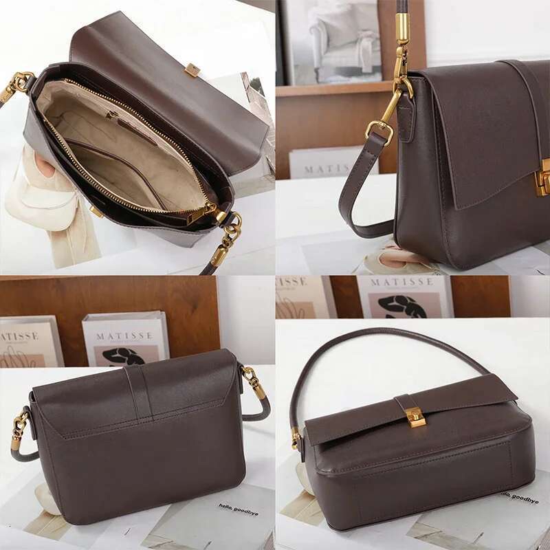 Designer Bags 2025 Women Natural Cow Leather Handbag Ladies High Quality Cowhide Commuter Shoulder Bags Female Designer Retro Crossbody Bag Luxury Bag