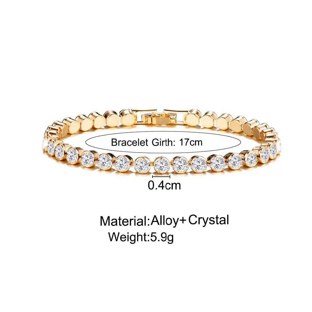 Luxury Crystal Tennis Bracelets For Women Wedding Gift Gold Silver Color Metal Roman Chain Bracelets Bangles Jewelry W250606
