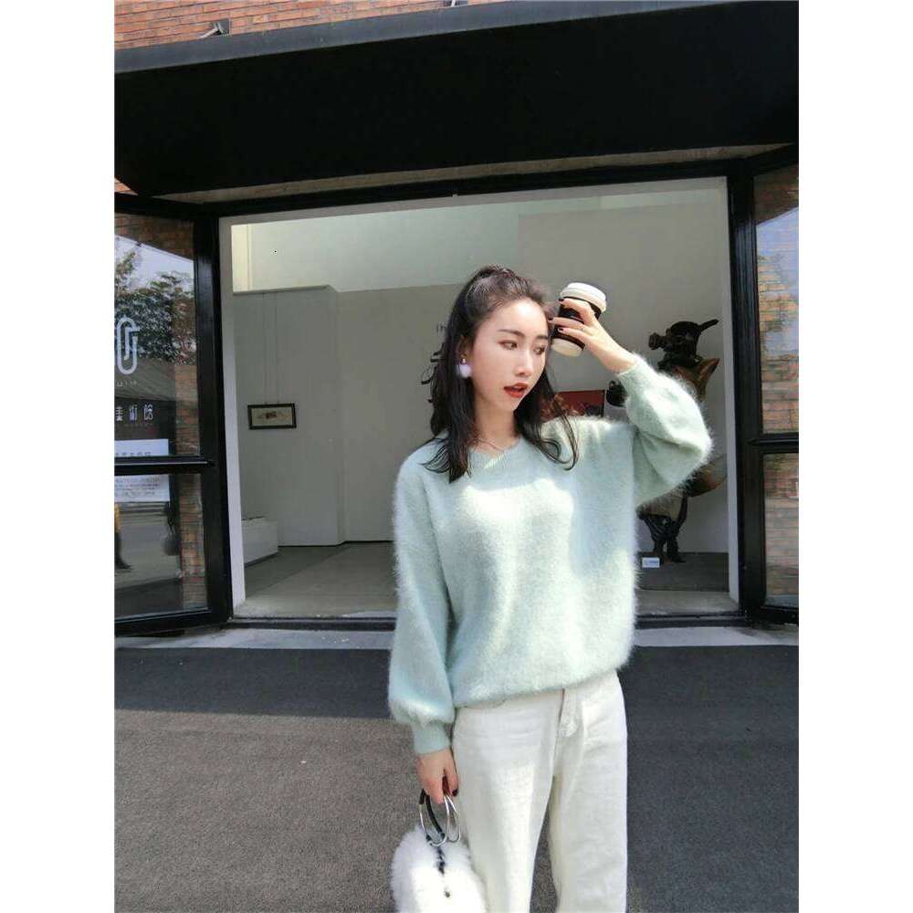 2023 New 100% Mink Cashmere Sweater Women's Winter Angora Top Pullover Loose Knitting WT2