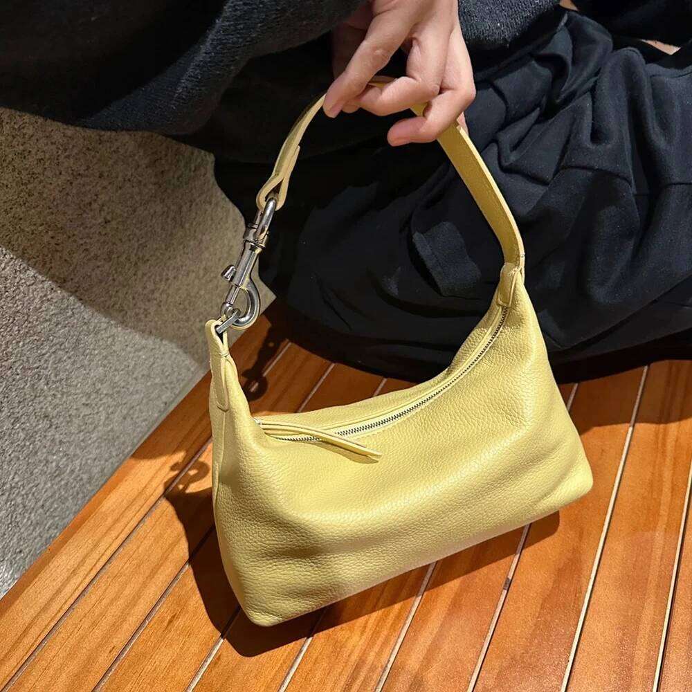 Casual Soft PU Leather Handbag Latch Handle Shoulder Bag Yellow Lichee Pattern Cloud Bags For Women 2025 NEW Clutch Flap