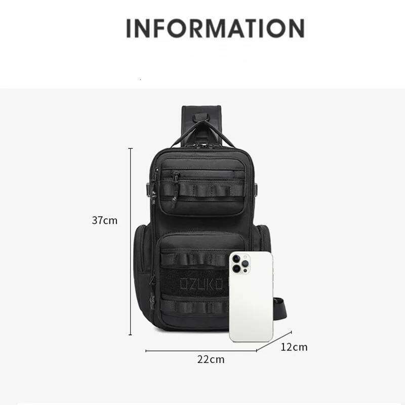 OZUKO Large Capacity Men Chest Waterproof Outdoor Sports Tactical Male Shoulder Bag High Quality Crossbody Sling Bags