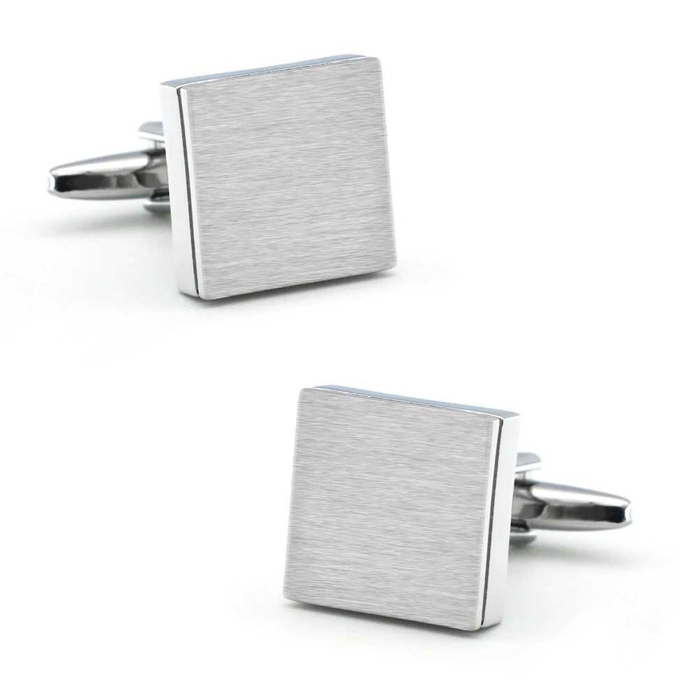Business Cufflinks For Men Wire Drawing Square Design Quality Brass Material Silver Color Cufflinks Wholesale retail W250606