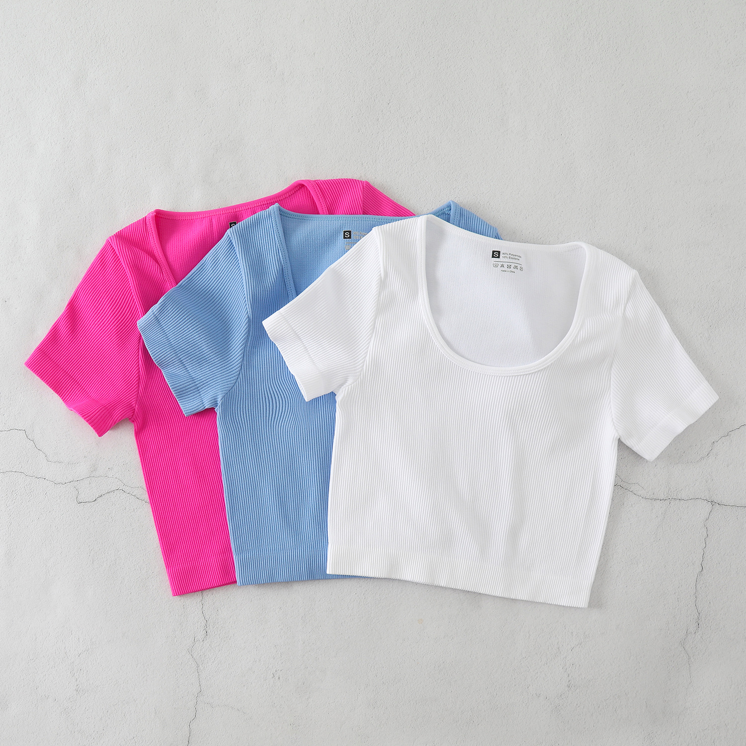 Large round neck Europe and the United States yoga clothing sexy short stretch navel fitness clothing fall and winter T-shirt seamless sportswear BX51