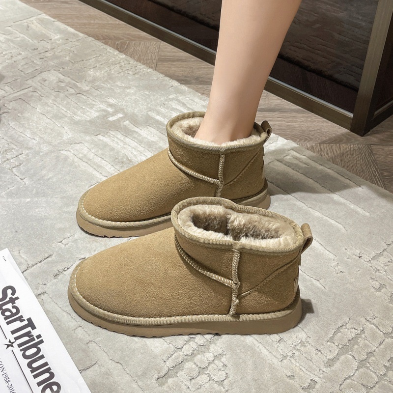 2025 Free Shipping Autumn/Winter New Women's Designer Snow Boots with Velvet Warm Leisure Large Couple Thick Bottom Cotton Boots black