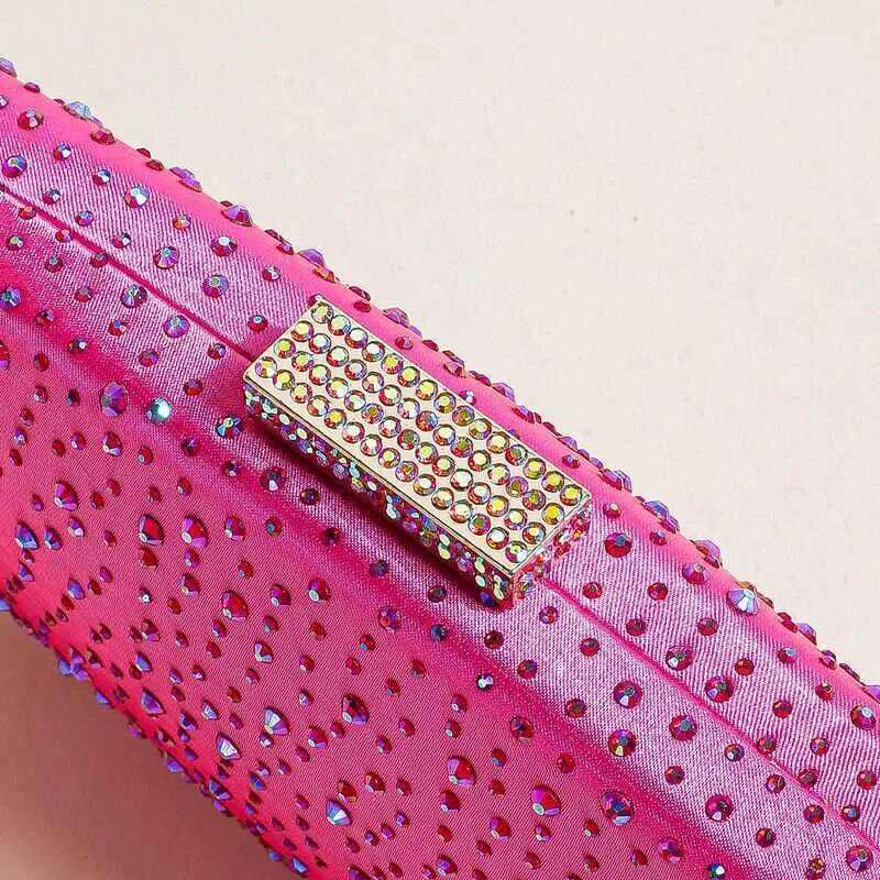 Celebrity Fashionable Women's Rhinestone High-end Bridal Evening Bag Mother of Bride Dress Matching Handbag Fresh Pink Purse