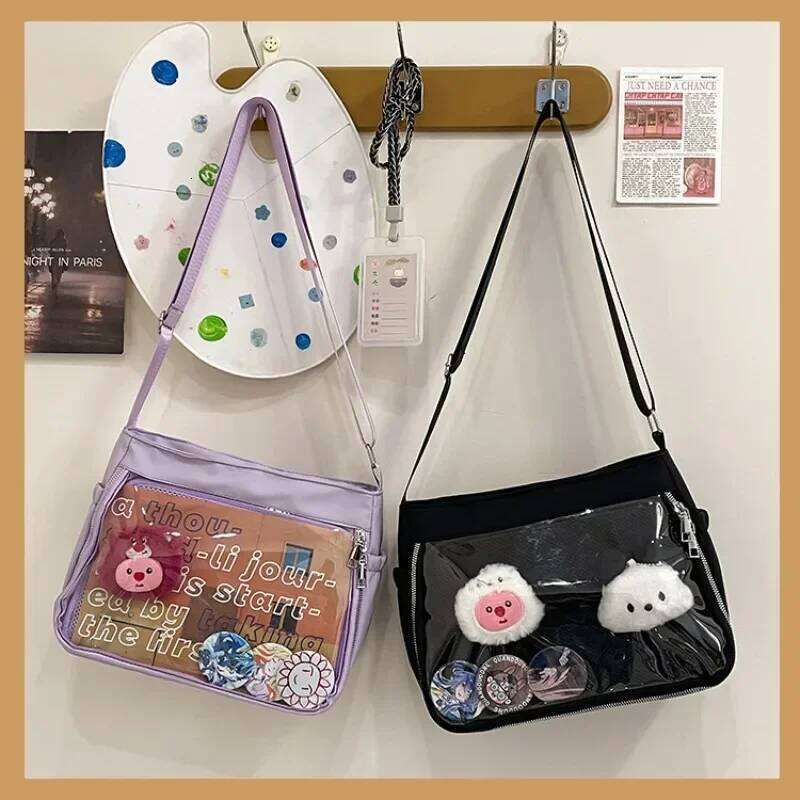 Richme Subculture Women Ita Bags Casual Daily Commute Students Crossbody Shoulder Bag Haruku Dopamine Transparent Bolso Mujer