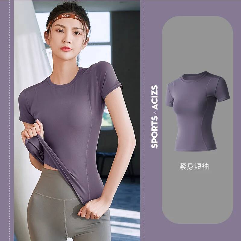2024 fashion Spring Summer New Yoga Clothes Top Short Sleeve Women's Workout Simple Fiess T-shirt Gym Sport Running