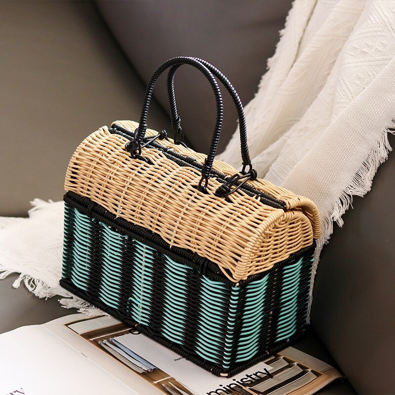 Top High Quality New Style New Women's Handheld Woven Bag Large Capacity Storage Bag Handmade Woven Bag Practical PP/PE Rattan Bag New Free Deliv