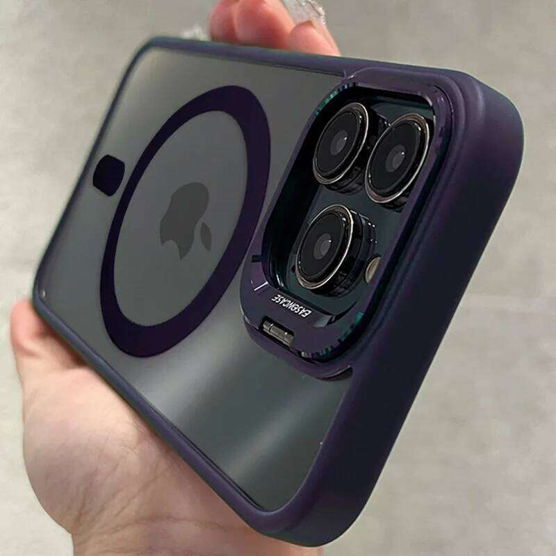 Fashion Magsafe Magnetic Phone Case For iPhone 16 15 14 13 12 11 Pro Max Plus PC Stand Holder Lens Protection Cover funda