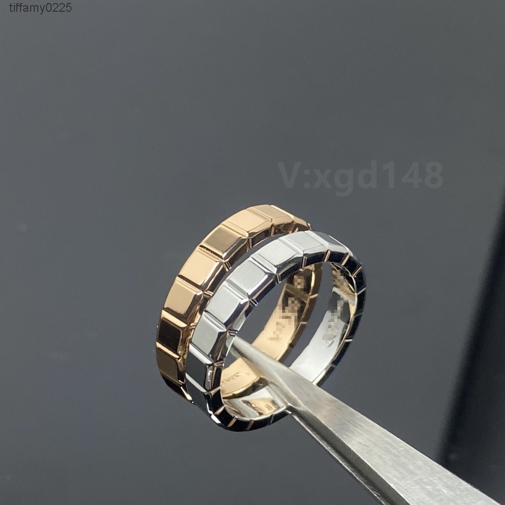 Designer Chopars Choprad Chopardd High Version v Gold Xiao Family Small Ice Block Ring for Women Smooth Surface Narrow Version Cnc Rose Gold Exquisite Carving Couple