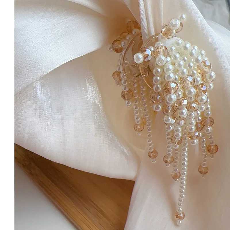 2024 New Arrival Light Luxury Imitation Pearl Tassel Small Grip Clip Handmade Crystal Clip Trendy Water Drop Women Hair Jewelry Z250605