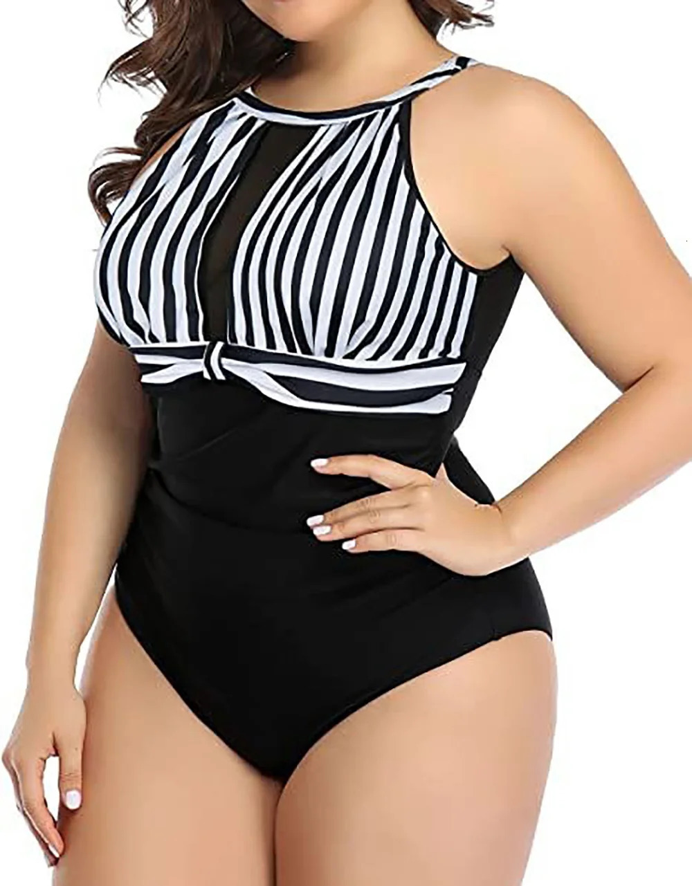 2025 Women Swimsuit Swimwear Plus Size Push Up Large Big Solid Black Swimming Suits Beachwear Bathing 250603