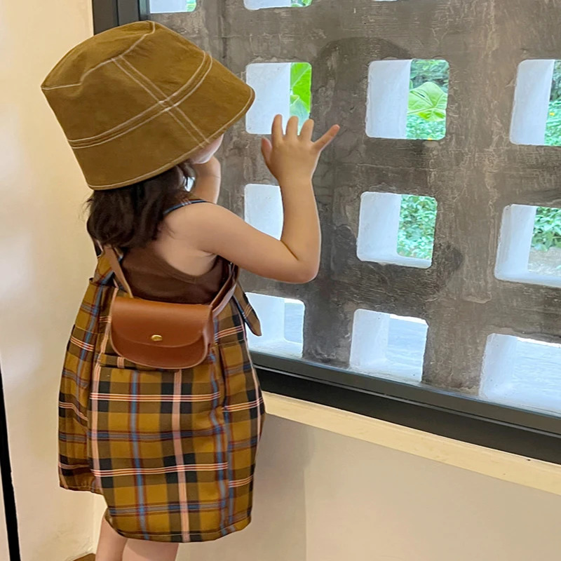 Kids Bags Fashion Solid Color PU Crossbody For Girls Korean Casual Shoulder Bag Summer Soft Childrens 38Y 250605