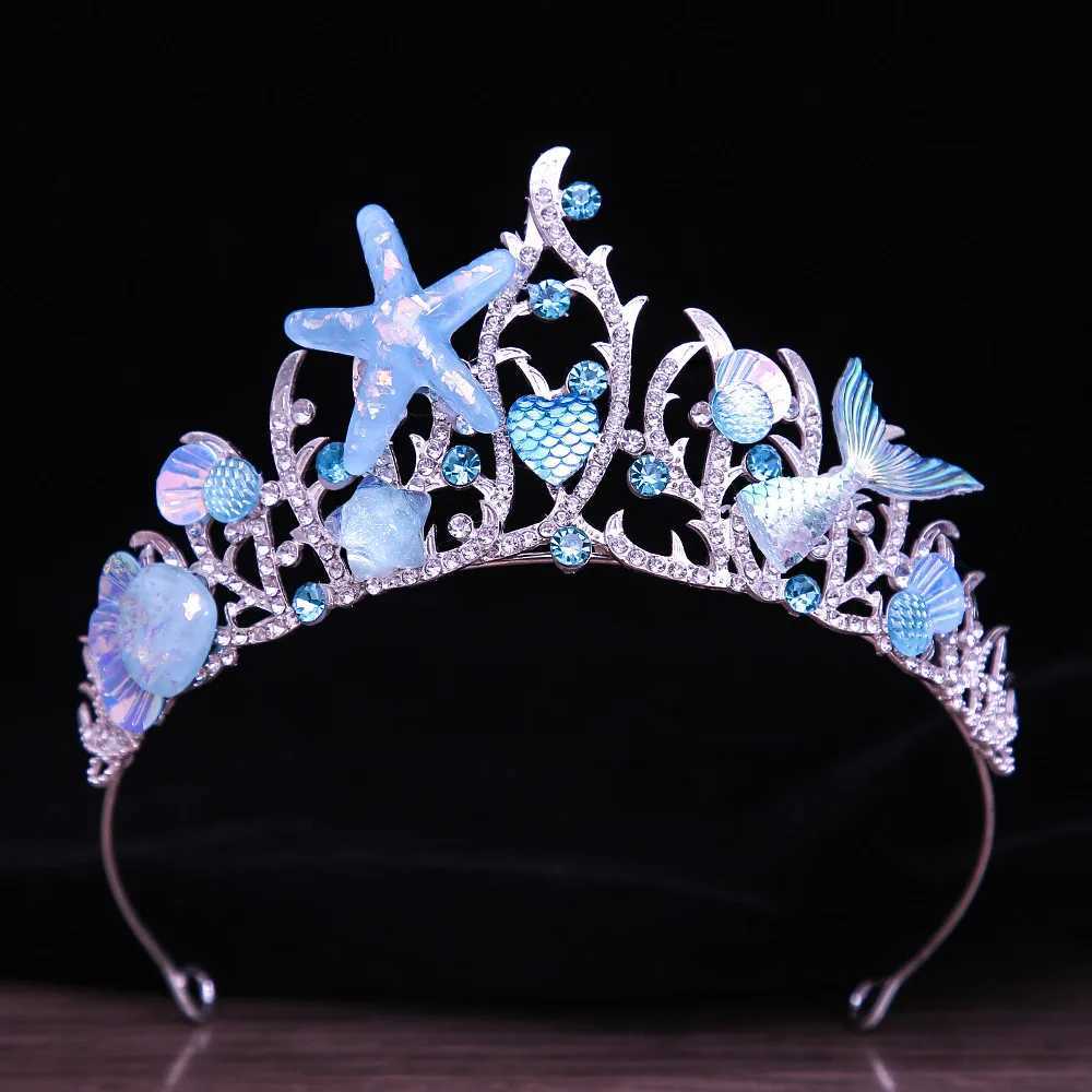 KMVEXO Mermaid Fish Crowns Ocean Style Costume Seashell Starfish Hair Accessories for Women Girls Princess Birthday Party Tiaras Z250605