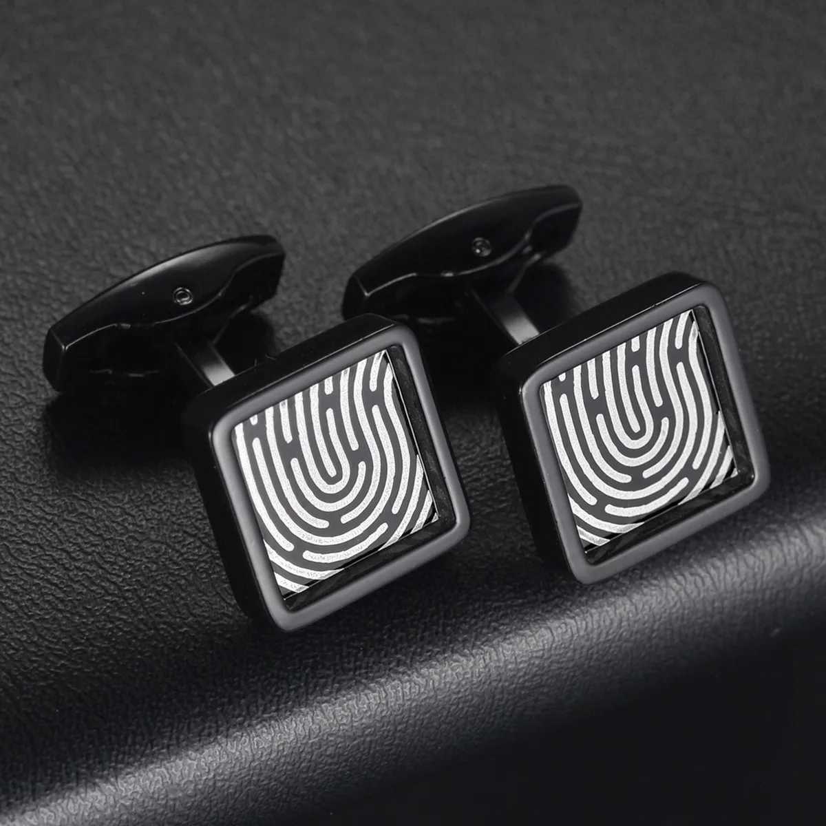 Fashion Copper Material Business Mens Shirt Cufflinks Gentlemen Fingerprint/Leaf/Square Cuff Button Male Wedding Jewelry W250606