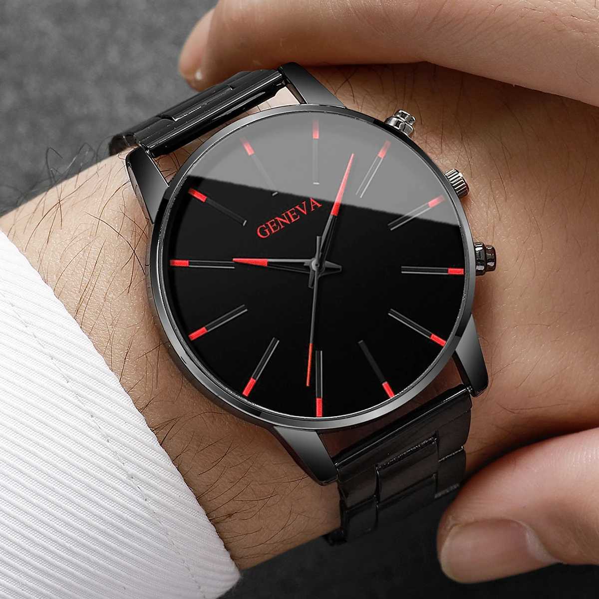 Fashion Men Black Quartz Watch Luxury Men Business Watches Casual Clock Reloj HombreWithout Box Y250605