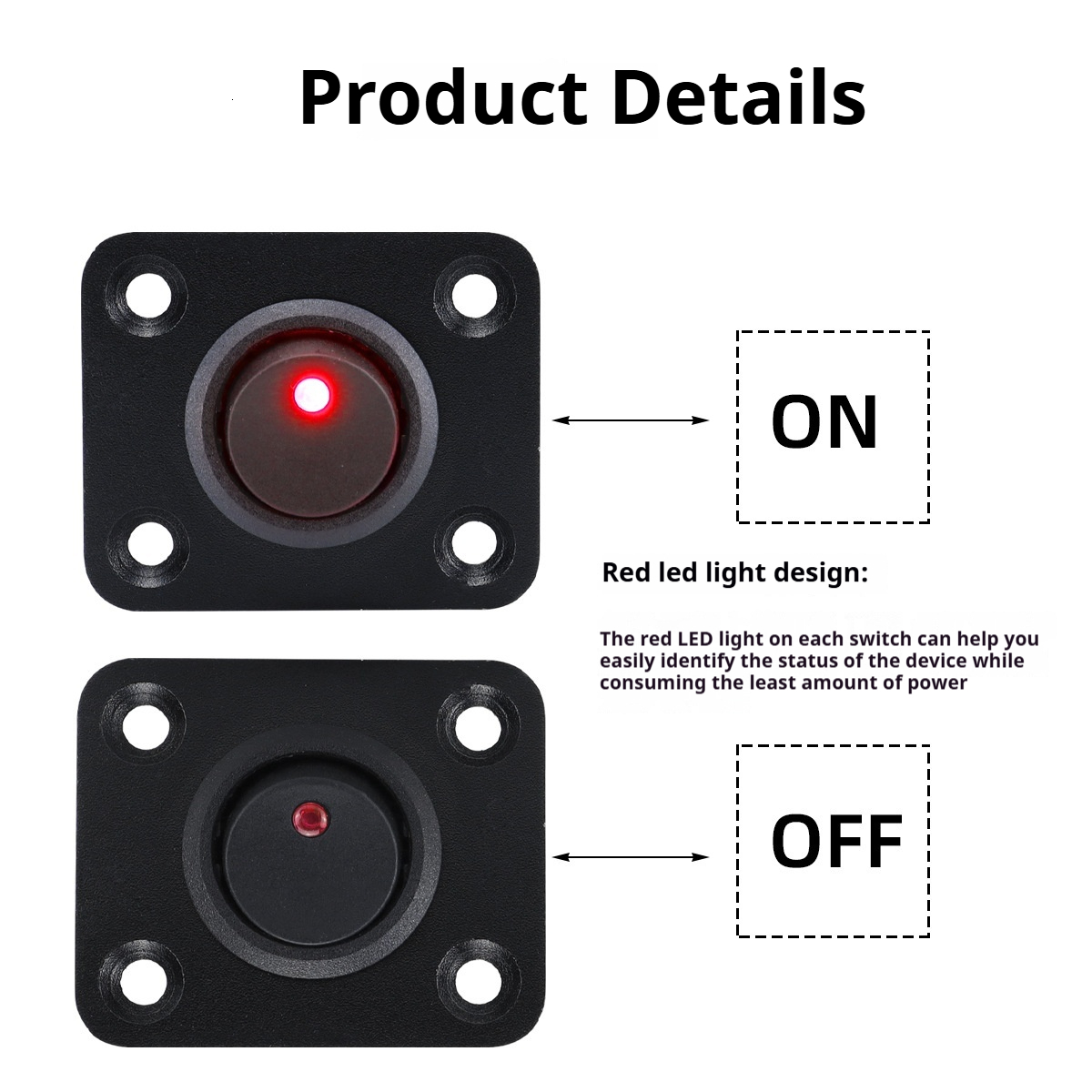 Red Boat-Shaped Cat Eye Combination with Light Waterproof Electronic Appliance Control Button Switch