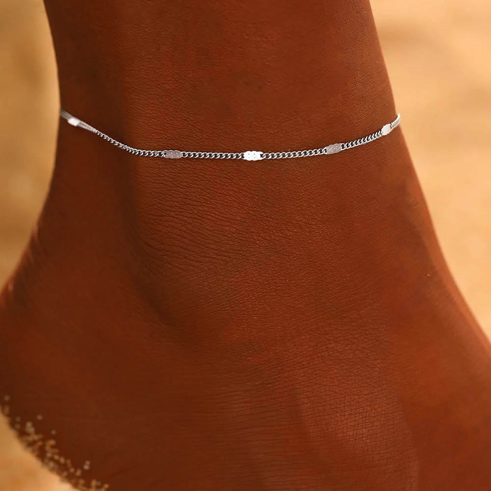 Stainless Steel Anklet Style Light Sense of Quality Sequin Chain Fine Delicate Anklet For Women Jewelry Party Gifts 250528