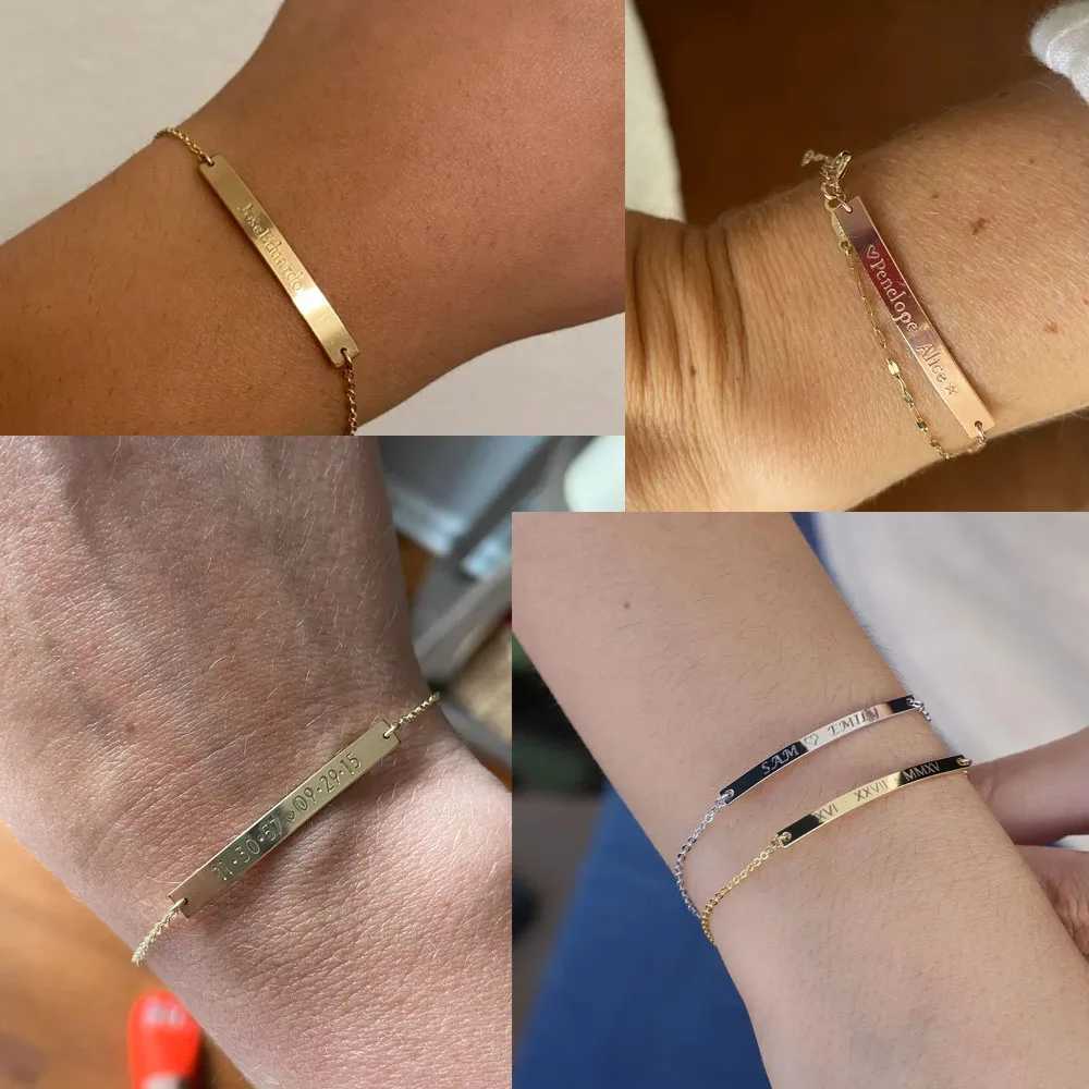 COOLTIME Personalized Custom Bracelet Stainless Steel Engraved Name Couple Bracelet Jewelry Birthday Gift New W250606