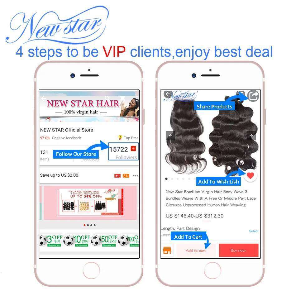 New Star Natural 3 Bundles Peruvian Virgin Weave Extensions Water Wave 100% Unprocessed Raw Human Hair Weaving