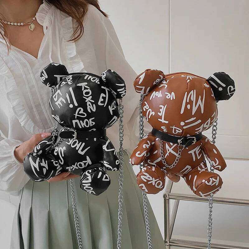 Women 3D Cartoon Bear Purses And Handbags For Female Fashion Designer Chain Shoulder Bags Girls Casual Crossbody Bag