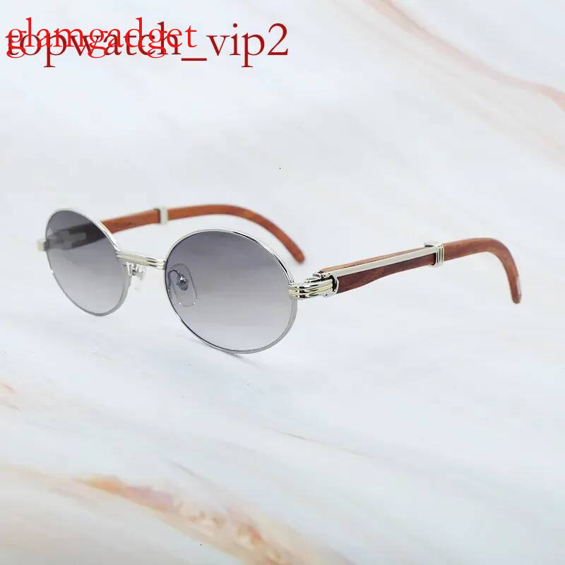 Classic Carter Men Wood Frame Brand Sunglasses Oval Designer Glasses Round Wooden Shades Eyewear