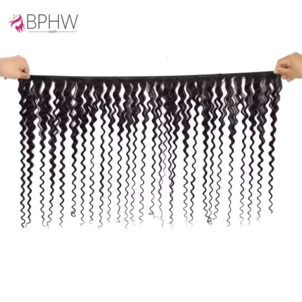 Deep Wave 3 Bundles With 4x4 Closure 100% Human For Women 13x4 Lace Frontal Brazilian Weave Natural Color Hair BPHW