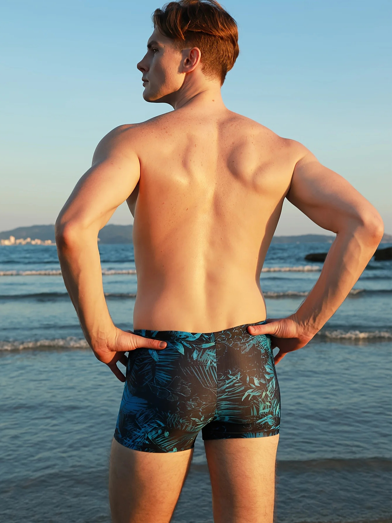 Mens Boxer Tropical Print Racing Anti-Embarrassment Reduction Resistance Classic Professional Swimming Trunks 250530