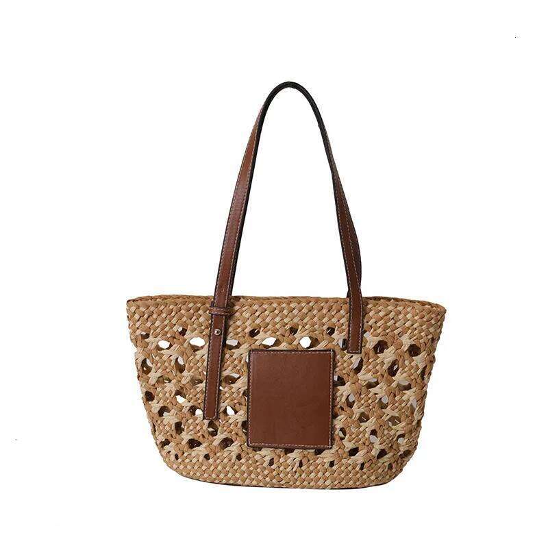 2025 Summer Straw Beach Basket Fashion Women Rattan Shoulder Bag Large Capacity Woven Hand-Made Handbag Female Purse Totes
