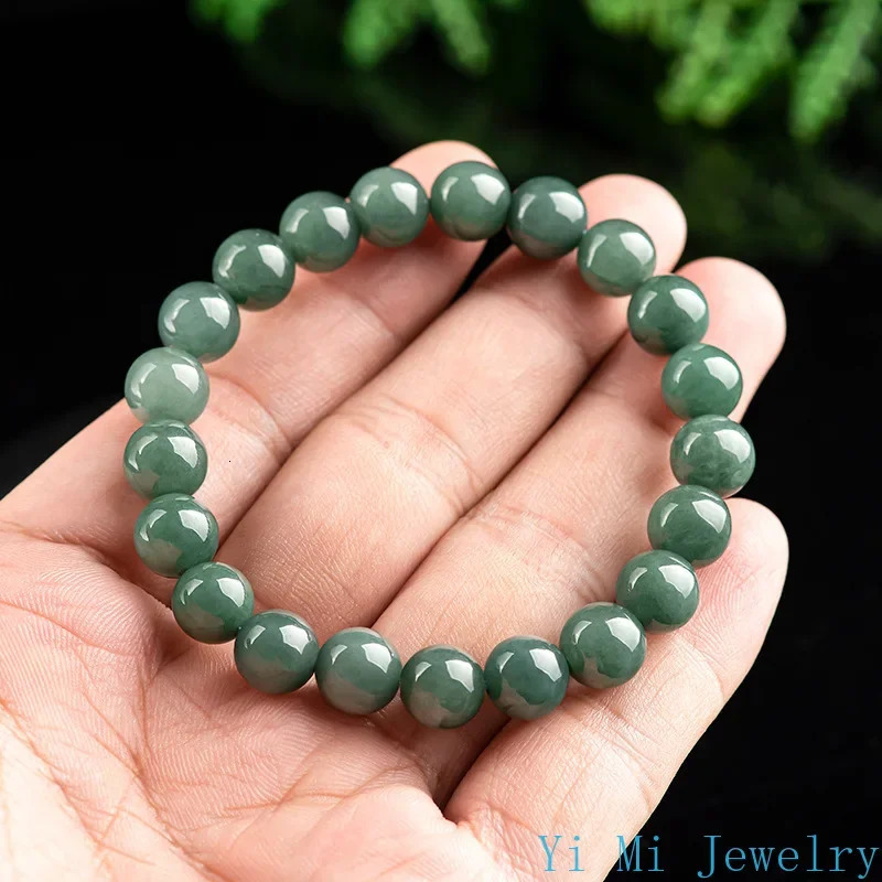 Burmese Jade Bead Bracelets Accessories Charm Gift Green Man Gemstone Jadeite Amulet Women Amulets Real Fashion Natural Jewelry 250604
