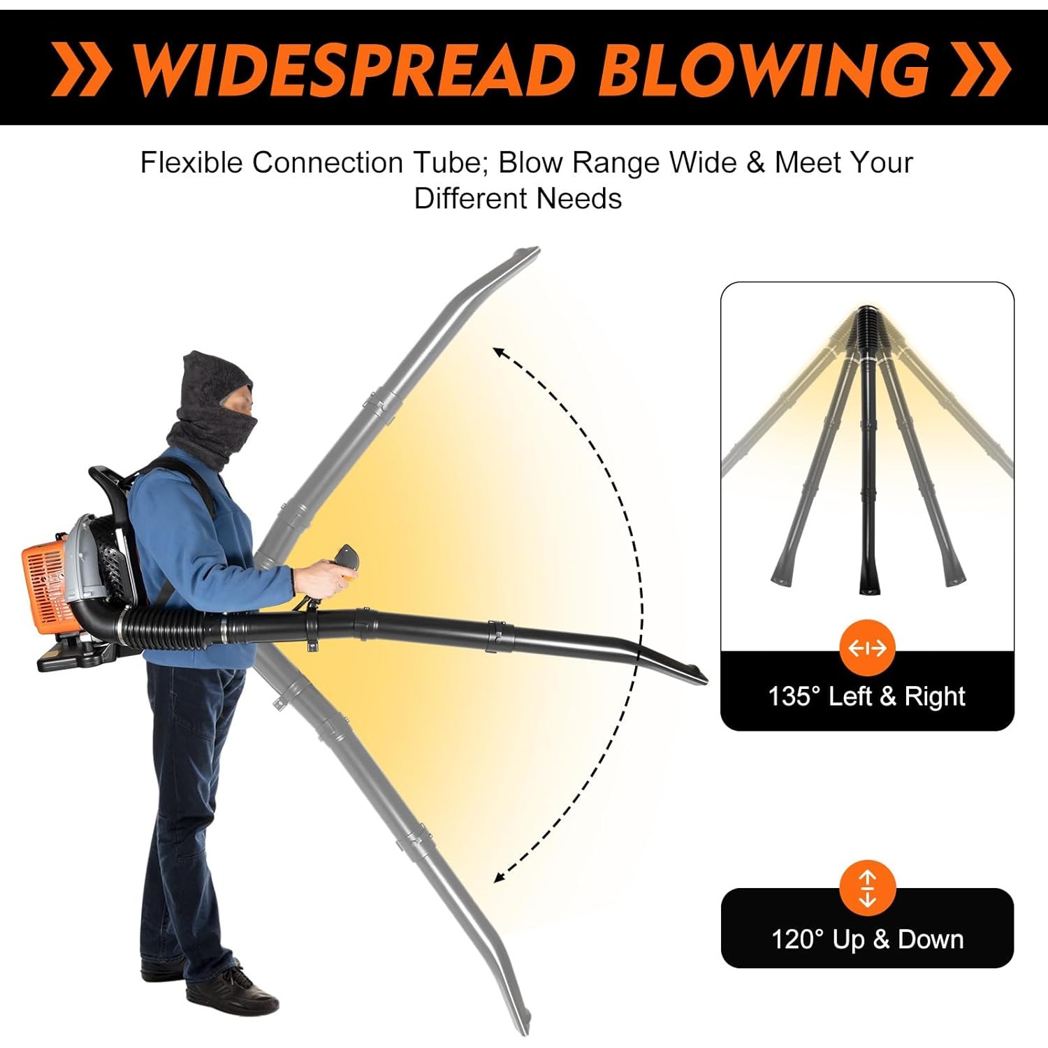 65CC 2-Stroke Gas Backpack Leaf Blower, 665CFM High-Power Yard Blower, 2.7KW Portable Air Blaster for Lawn, Lightweight Landscaping Tool for Efficient