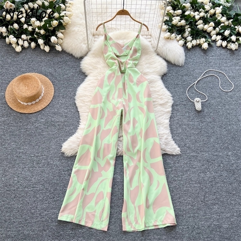 Neploe Holidays Summer Jumpsuit Light Ripe Wind Age Reduction Sling Slim Bodysuit Print Casual Sexy Elegant Romper 250530